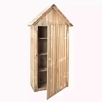Armoire de jardin en bois, toit pointu - Rangement extérieur L. 93 x l. 60 x H. 193 cm