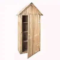 Armoire de jardin en bois, toit pointu - Rangement extérieur L. 93 x l. 60 x H. 193 cm  Armoire de jardin en bois, toit pointu - Rangement extérieur L. 93 x l. 60 x H. 193 cm