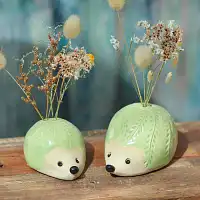 Hérisson pique-fleurs décoratif artisanal