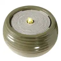Fontaine d'extérieur lumineuse imitation céramique - Vert sauge D.29 x H.19cm
