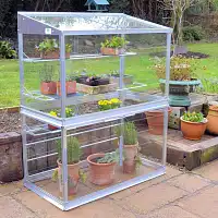 Mini serre de jardin en verre et aluminium H. 150cm