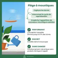 Piège à larves de moustiques pour soucoupe pot de fleurs D.15cm