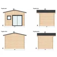 Chalet de jardin LANTENAY 12m2 - Bois Douglas 55mm fabrication française L. 3,9 x l. 2,9 x H. 2,7m