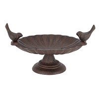 Bain d'oiseau ancien en fonte deux oiseaux - Mangeoire et abreuvoir