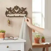 Patère murale en fonte avec oiseaux - 4 crochets L.31 x l.3,2 x H.14,9 cm