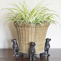 Porte plante Support pot de fleurs - CHIEN Labrador assis - Lot de 3