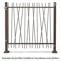 Portillon barreaudé ALIA en métal brun avec loquet - L.1m x H.1m