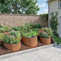 Jardinière ronde - Bac potager en acier corten D.93 x H.40cm