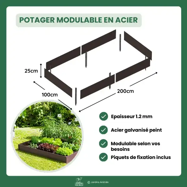 potager rectangulaire acier
