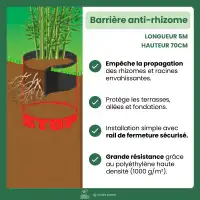 Barrière anti-rhizomes bambou et racines envahissantes - Haute densité, épaisseur 1.2mm - L.5m x H.70cm
