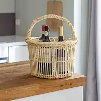 Panier à bouteille en osier blanc