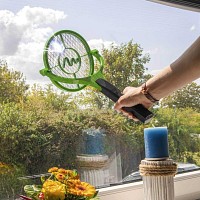 Raquette éléctrique anti-mouches anti-moustique pivotante à 90°