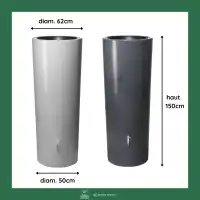 Récupérateur eau de pluie 350L avec bac à plantes Stone - H.150 x D.62cm