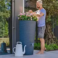Récupérateur eau de pluie 350L avec bac à plantes - Gris