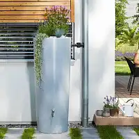 Récupérateur eau de pluie 350L avec bac à plantes Stone - Gris clair