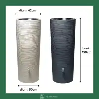 Récupérateur eau de pluie avec bac à plantes Natura - H.150 x D.62 cm - 350L