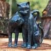 Statue couple de chats en bronze H. 30cm
