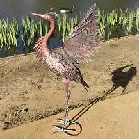 Héron décoratif en métal 70cm