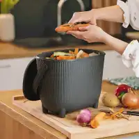 Poubelle à compost anti odeur pour cuisine 10L avec filtre charbon, Gris anthracite - L.31,5 x l.22 x H.25cm