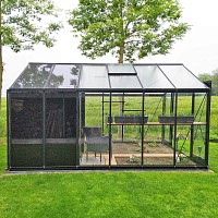 Serre et abri de jardin COMBO 13.62m2 ACD - R306-2 Aluminium noir