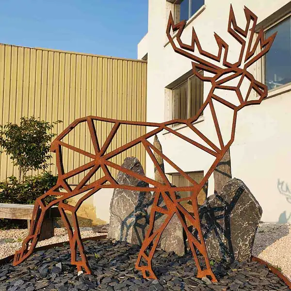 silhouette cerf acier corten