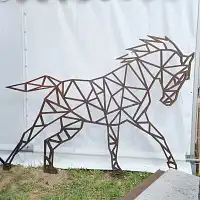 Silhouette cheval origami en acier corten H. 186 cm