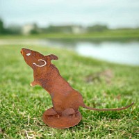 Silhouette souris en métal rouillé - 12cm