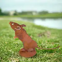 Silhouette souris en métal rouillé - 12cm
