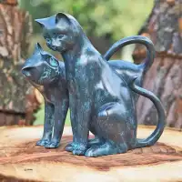 Statue couple de chats en bronze H.30cm