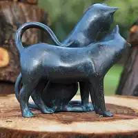 Statue couple de chats en bronze H. 30cm  Statue couple de chats en bronze H. 30cm