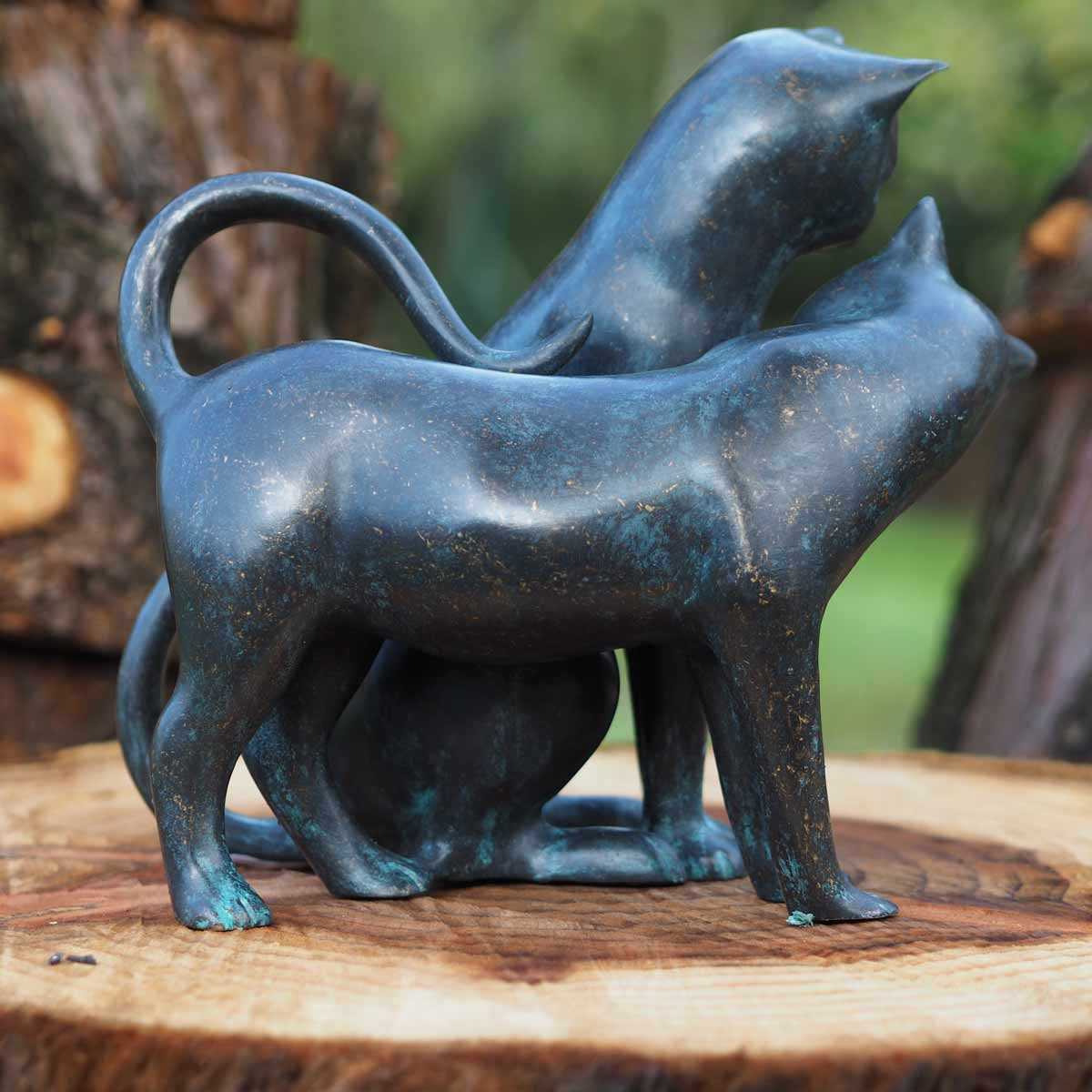 Statue couple de chats en bronze H. 30cm, vente au meilleur prix