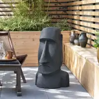 Statue Moaï en pierre reconstituée - Fabrication artisanale L.46 x H.82cm