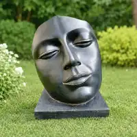 Statue visage femme déco jardin en composite ciment verre - L.70 x H.85cm
