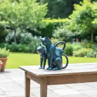 Statue couple de chats en bronze H.30cm