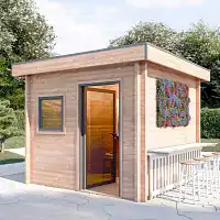 Chalet de jardin TALIPIA 8m2 toit plat - Bois Douglas 55mm fabrication française L.2,9 x l.2,9 x H.2,5m