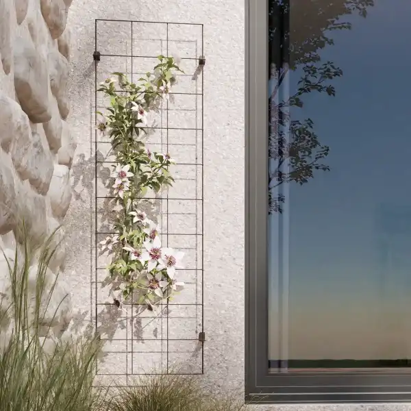 support clematite treillage acier grimpante