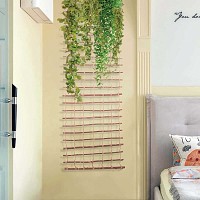 Treillis en bois et corde pour plante grimpante et décoration murale - Branches osier et corde jute H.200cm