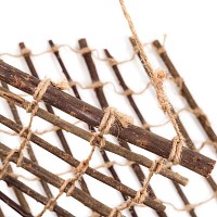Treillis en bois et corde pour plante grimpante et décoration murale - Branches osier et corde jute H.200cm