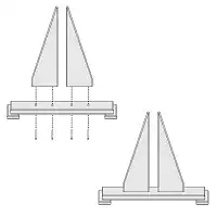 2 supports panneau et claustra en bois - Blanc gris cérusé