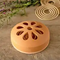 Set de 10 spirales à la citronnelle anti-moustiques et support en terre cuite