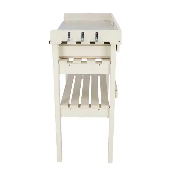 table jardinage bois zinc blanc