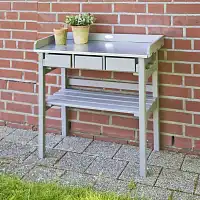 Table de jardinage en bois FSC et zinc - Gris - L.76 x l.38 x H.80 cm  Table de jardinage en bois FSC et zinc - Gris - L.76 x l.38 x H.80 cm