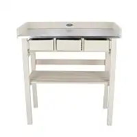 Table de jardinage en bois FSC et zinc - Blanc - L.76 x l.38 x H.80 cm