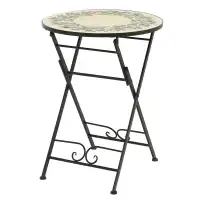 Ensemble table et chaise de jardin pliable - Mosaïque brins d'olivier
