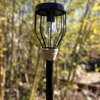 Torche solaire en métal et corde - Eclairage pour jardin - D.10,5 x H.67 cm