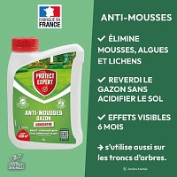 Traitement anti mousses, algues et lichens sur gazon et troncs d'arbre - 1L, jusqu'à 100m2