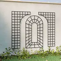 Ensemble treillage mural 3 éléments et 12 pattes de fixation - noir