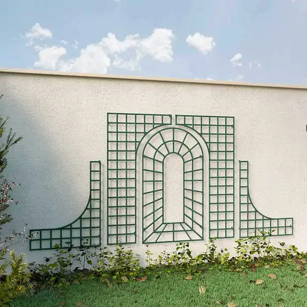 treillage mural bois 5 elements vert