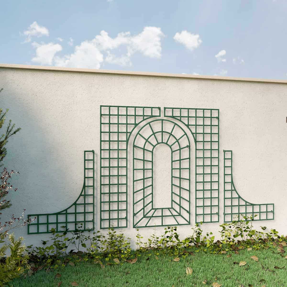 treillage mural bois 5 elements vert