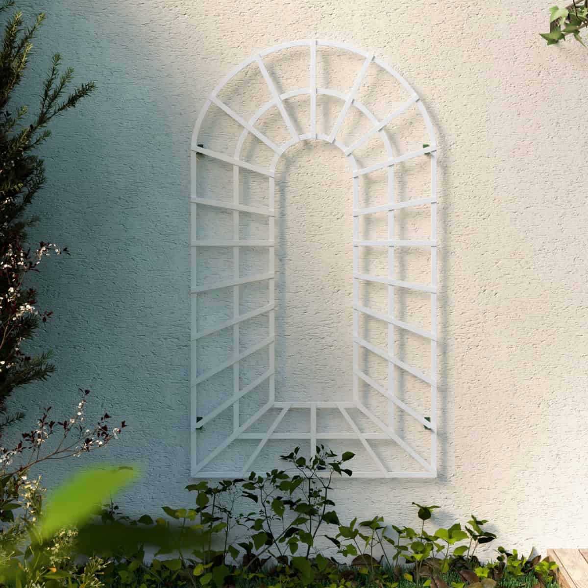 treillage mural bois trompe oeil blanc